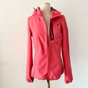 O'NEILL Coral Pink Hooded Zip Up Soft Shell Fleece Jacket Women's Size Medium M